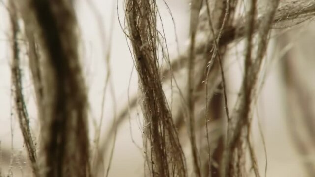 Closeup view of natural fibers detailed textures in beige and brown