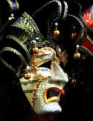 Editorial photograph of a handcrafted Venetian mask, originating from Venice, Italy dated September...