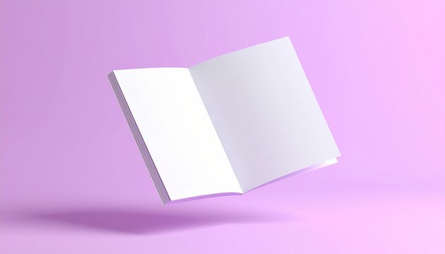 Minimalist Floating Open Book Mockup on Soft Purple Background