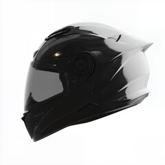 Fototapeta premium Black Full Face Motorcycle Helmet Isolated on White Background