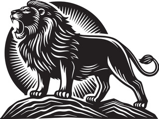 Obraz premium Majestic Roaring Lion Inked Art Illustration lion vector illustration
