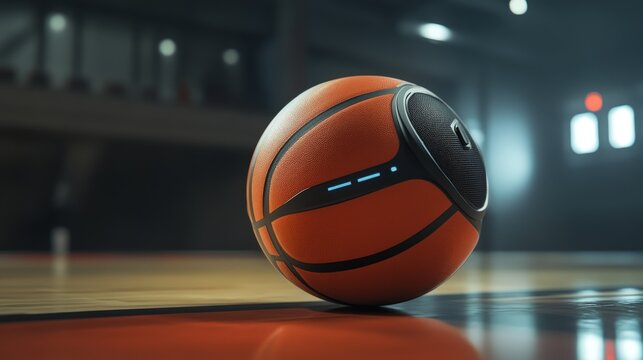 Orange basketball with integrated speakers. - Powered by Adobe