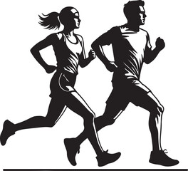 Athletic couple running together athletes fitness