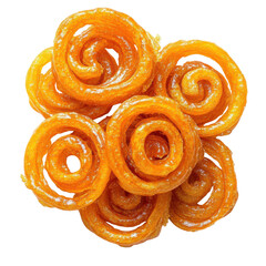 Fototapeta premium Delicious, Sweet Jalebi: A Traditional Indian Dessert Perfect for Celebrations and Festivals on transparent background