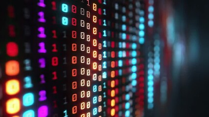 Colorful binary code illuminated in a digital environment showcasing modern data processing and technology. - Powered by Adobe