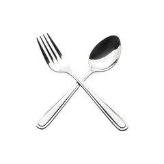 Fork and spoon crossing each other, representing dining, meals, or food service concepts