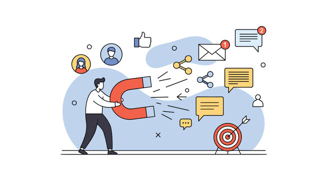 Business strategy attracting customers marketing campaign generating leads sales growth digital engagement concept