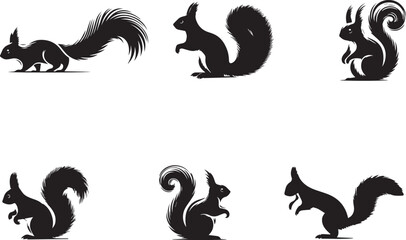 Squirrel silhouettes set