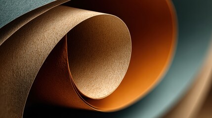 Abstract paper quilling design with swirling blue and gold shades creating a decorative detail for modern art