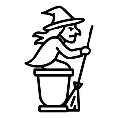 line icon mythical Baba Yaga vector on white background
Vector line icon on white background