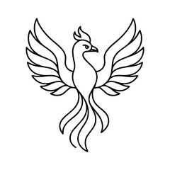 line icon mythical creature phoenix fenghuang vector on white background
Vector line icon on white background