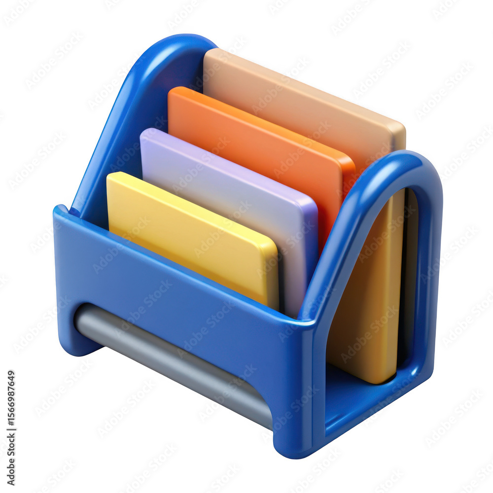 Poster colorful file organizer with documents isolated on transparent background