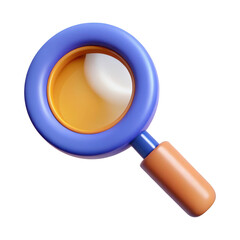 Stylized 3d magnifying glass icon isolated on transparent background