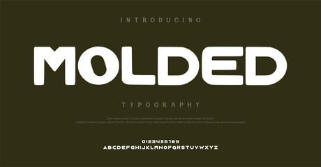 Molded Minimal modern alphabet fonts. Typography minimalist neon urban digital fashion future creative logo font.