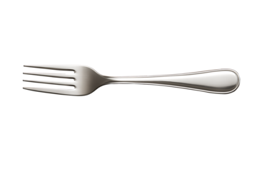 Elegant Silverware Fork with Four Tines and a Polished Metallic Finish, Symbolizing Fine Dining, Culinary Experiences, and Meal Preparation, Isolated