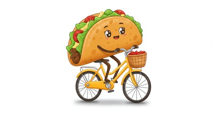 Taco riding a bicycle illustration