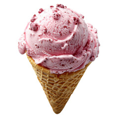 Enjoying strawberry ice cream cone park food summer vibe isolated on transparent background