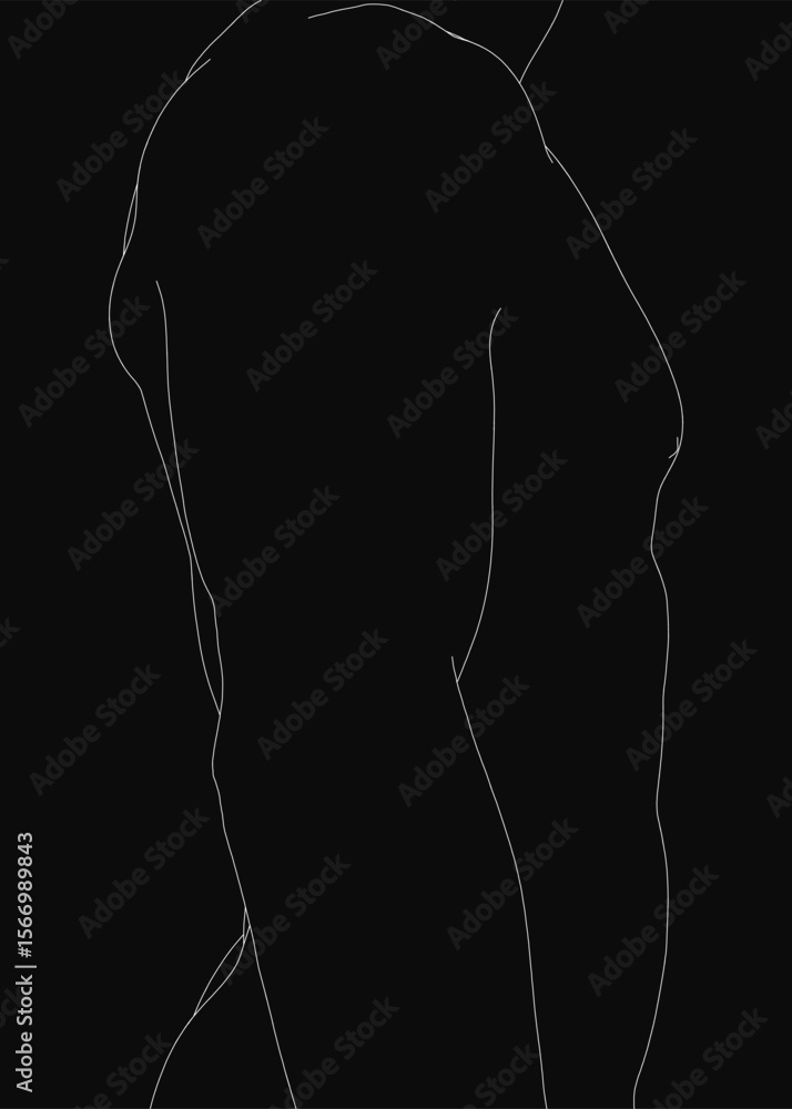 Poster a human torso outline with clean, simple lines against a neutral background. the silhouette highligh