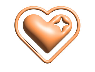 3D Y2K orange retro heart and star icon
