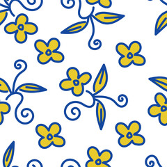 Trendy Floral pattern in the many kind of flowers. Tropical botanical Motifs scattered random. Seamless vector texture. For fashion prints. Printing with in hand drawn style on peach background