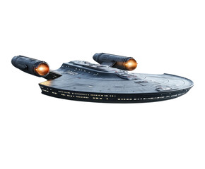 Futuristic spacecraft in orbit sci-fi scene digital cosmic view isolated on transparent background