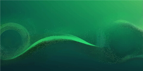 Green abstract background with bubbles of water, light, and energy creates a dynamic, underwater-like design