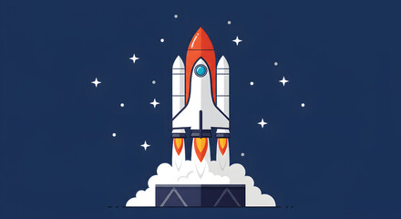 Obraz premium Space Shuttle Launch A Vector Illustration of a Rocket Taking Off into the Cosmos