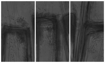 Modern interior triptych. The picture is painted by hand on a tablet.