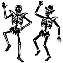 Cartoon pirate skeleton warrior with sword and helmet vector illustration