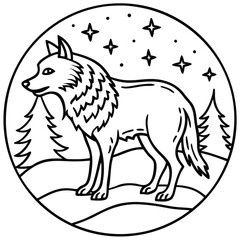 Black wild cat and dog head vector illustration for animal tattoo design