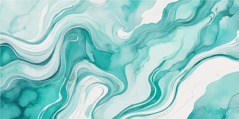 Abstract blue watercolor seamless pattern with swirling wave illustrations, perfect for textile and wallpaper designs
