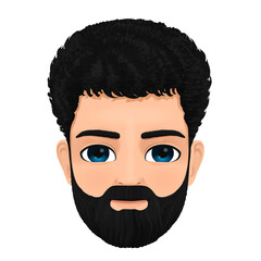 curly hair and bearded man face