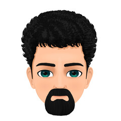 man face with curly hair and a goatee