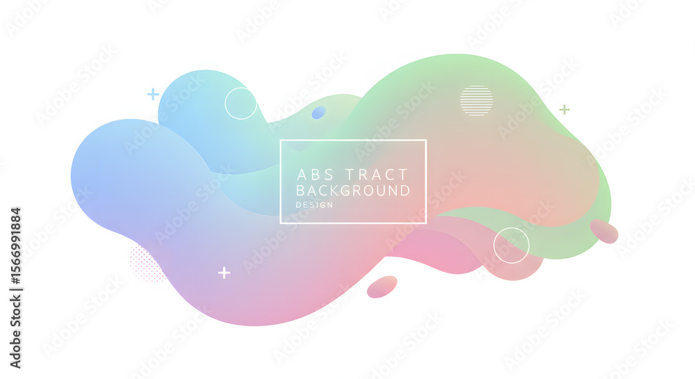 Aufkleber abstract fluid shape with a pastel gradient, surrounded by circles and sparkles on a white backgroun