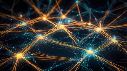 Fototapeta premium Abstract Network Connections with Digital Nodes and Data Flow – Futuristic Visualization of Global Technology, Communication, and Connectivity Systems