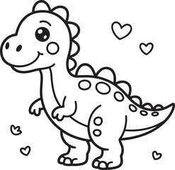 Cute dinosaur with hearts, perfect for children's illustrations, toys, or playful designs.