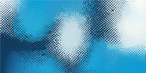 Vector illustration of a young woman in blue with a halftone dot pattern design