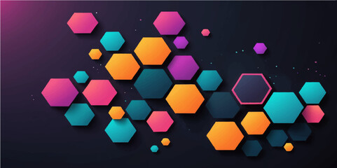 Abstract colorful background with a seamless blue hexagon pattern and futuristic 3D geometric cell structure for digital design