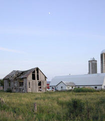 Farm house and barn on a sunny day