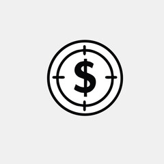 Targeted Marketing Strategy:  Dollar Sign in Crosshairs, Modern Icon Design, Financial Goal Concept