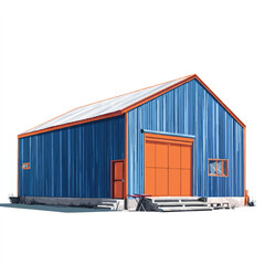 metal building isolated in White Background, metal building vector, Flat lay vector illustration 