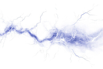 Abstract blue lightning energy burst isolated on transparent background