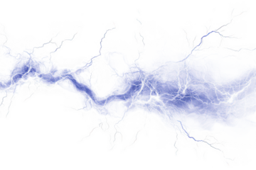 Abstract blue lightning energy burst isolated on transparent background