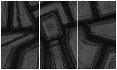Modern interior triptych. The picture is painted by hand on a tablet.