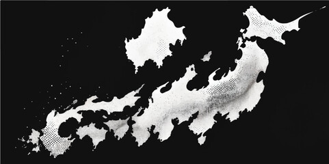 A black and white vector illustration of an eagle over an abstract European country map outline