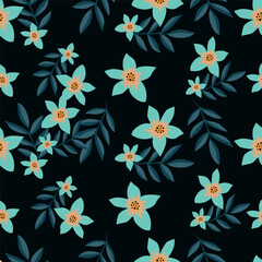 multicolor exotic hand drawn floral seamless pattern