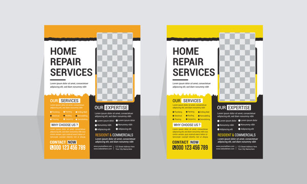 Professional home repair service flyer template Design and Construction renovation home repair flyer template