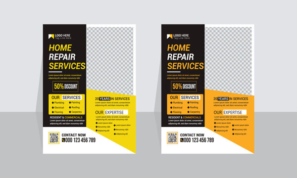 Professional home repair service flyer template Design and Construction renovation home repair flyer template