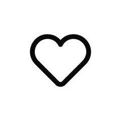 Simple outline of a black heart shape on a white background