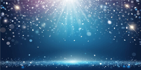 Abstract blue background with glowing stars and snowflakes, perfect for a winter holiday celebration © nur